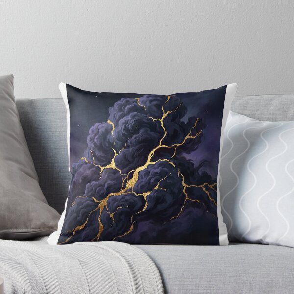 Item preview, Midnight Storm Cloud Gold Kintsugi Art designed and sold by ArtlightStudio.