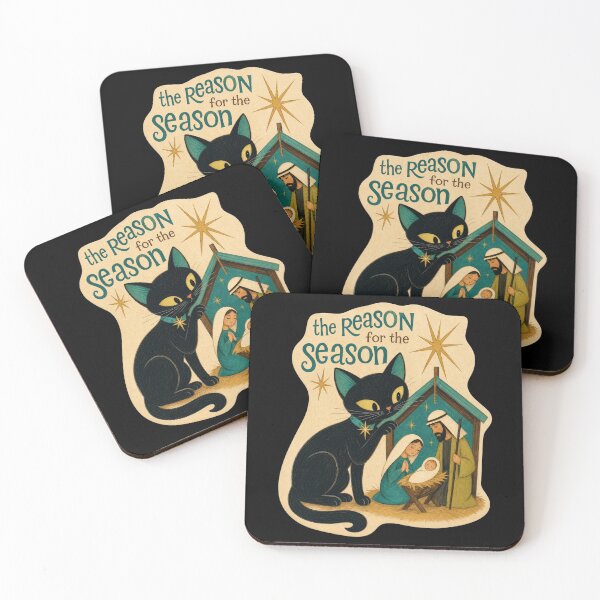 Item preview, Midcentury Modern Black Cat and Nativity--AI Generated Art designed and sold by sierralimawisky.