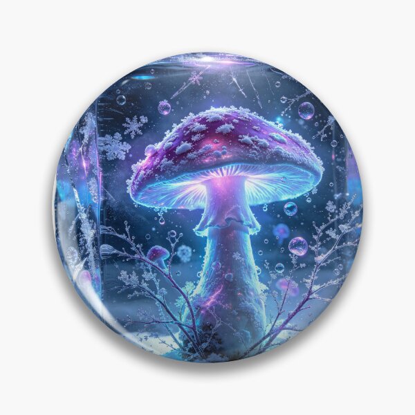 Item preview, Bioluminescent Magical Mushroom Frozen in Ice Crystal designed and sold by GodsMonsterss.
