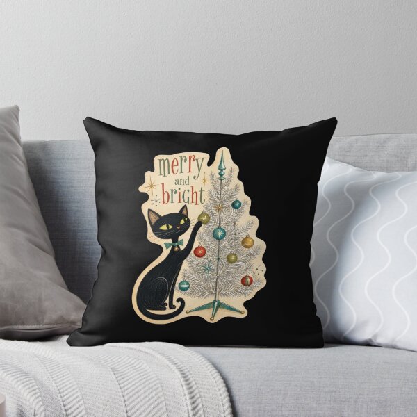 Item preview, Merry and Bright MCM Black Kitty Decorates the Tree-- AI Generated Art designed and sold by sierralimawisky.