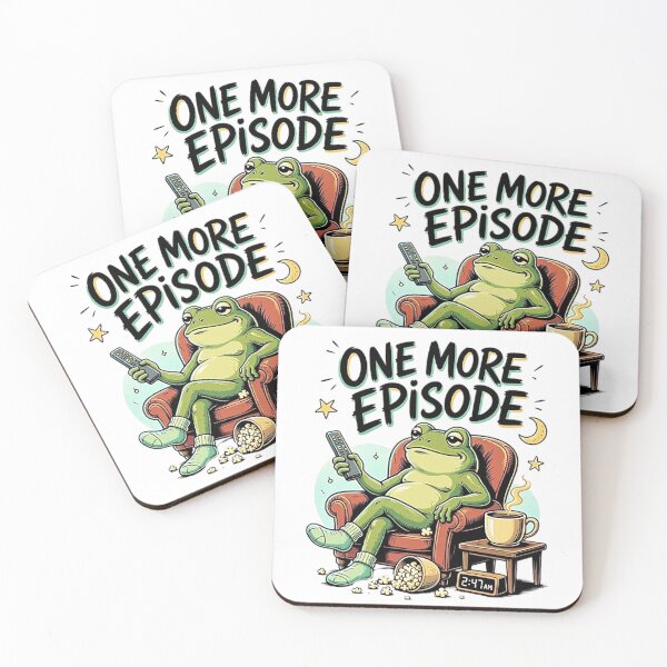 Item preview, One More Episode Funny Frog Binge Watching Illustration designed and sold by Dogandesighn.