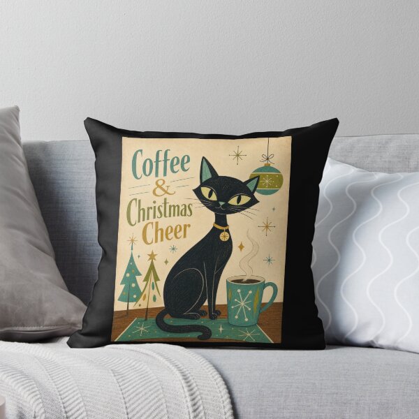 Item preview, Mid Century Modern Christmas Kitty and Coffee--AI Generated Art designed and sold by sierralimawisky.