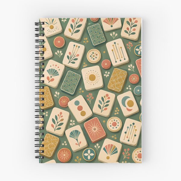 Item preview, Retro Mahjong Inspired Botanical Geometric Game Tile Pattern designed and sold by Apex Designs.
