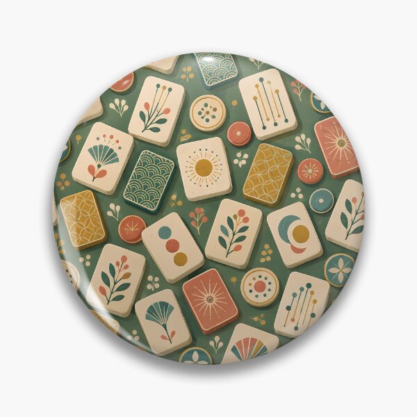 Item preview, Retro Mahjong Inspired Botanical Geometric Game Tile Pattern designed and sold by Apex Designs.