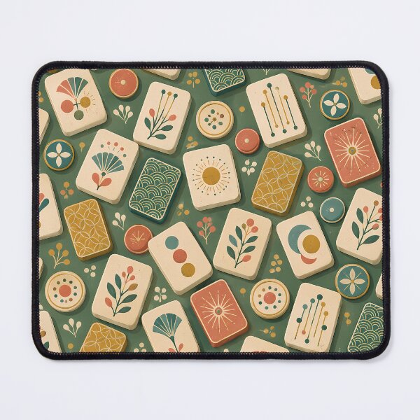Item preview, Retro Mahjong Inspired Botanical Geometric Game Tile Pattern designed and sold by Apex Designs.