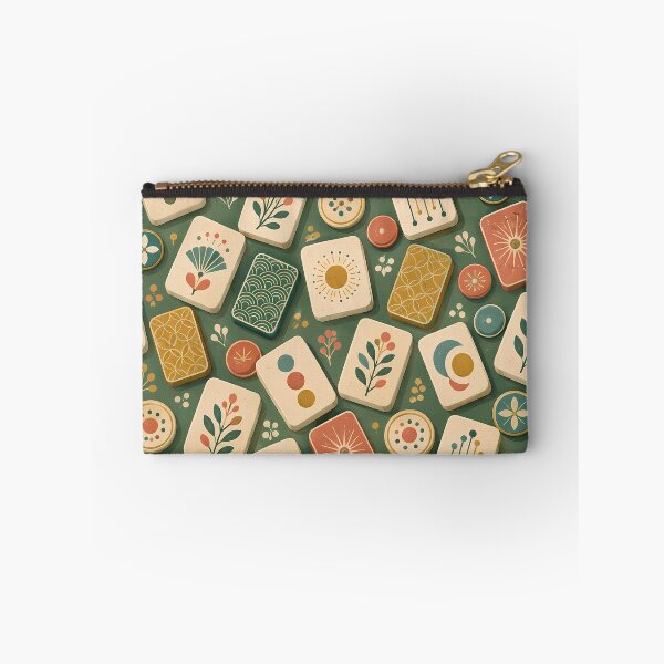 Item preview, Retro Mahjong Inspired Botanical Geometric Game Tile Pattern designed and sold by Apex Designs.