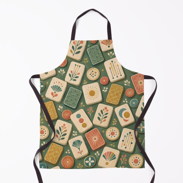 Item preview, Retro Mahjong Inspired Botanical Geometric Game Tile Pattern designed and sold by Apex Designs.