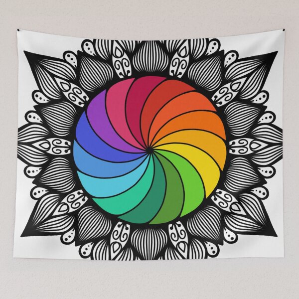 Item preview, Rainbow Spiral Mandala - Chakra Vortex Geometric Art designed and sold by FioreDiCiliegio.