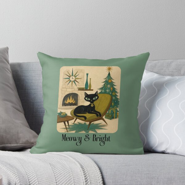 Item preview, Meowy and Bright Mid Century Modern Black Cat--AI Generated Art designed and sold by sierralimawisky.