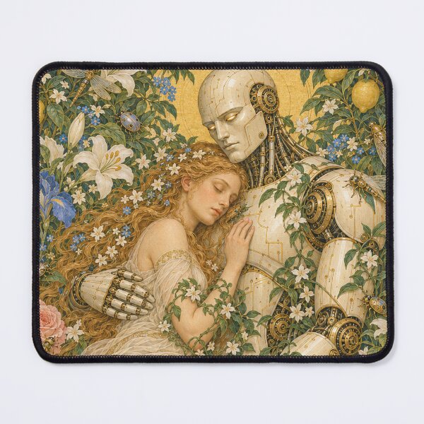 Item preview, Eternal Embrace Aurora Palette Cyber Renaissance Art Print designed and sold by DMarquiseArt.
