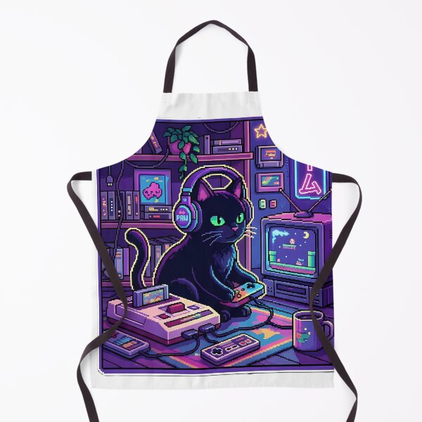 Item preview, Retro Cyberpunk Gaming Cat Pixel Art designed and sold by SnapStickerHub.