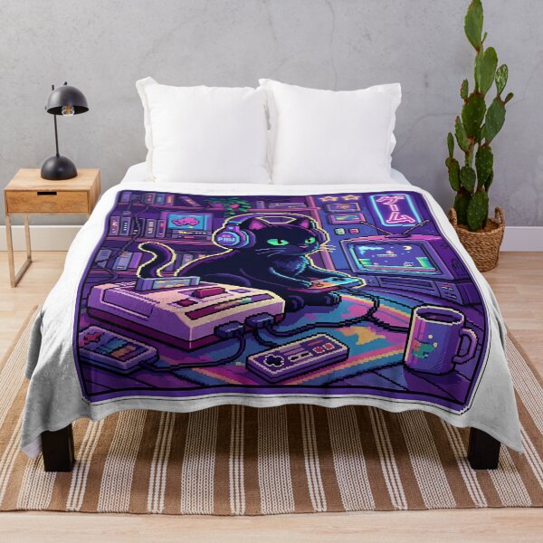 Item preview, Retro Cyberpunk Gaming Cat Pixel Art designed and sold by SnapStickerHub.