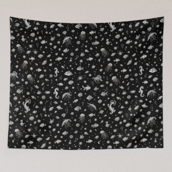 Item preview, plankton and fish on black designed and sold by Mike Kiev art.