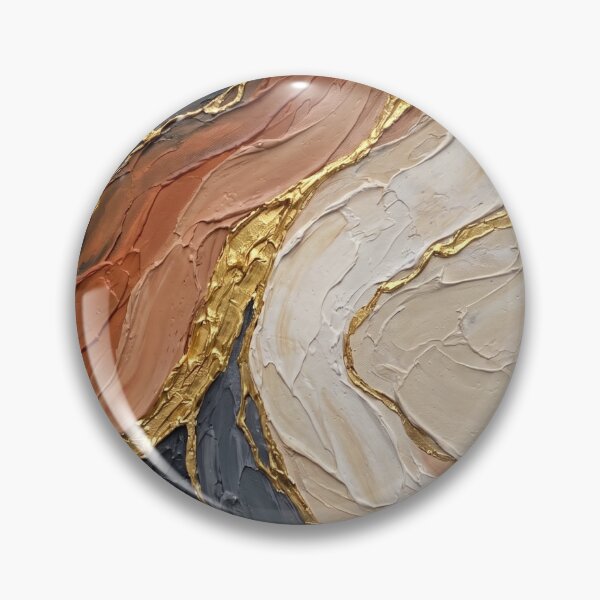 Item preview, Ivory Faultline - Earth Terracotta Off White & 24K Gold Vein Impasto Painting designed and sold by NUNNO Studio.