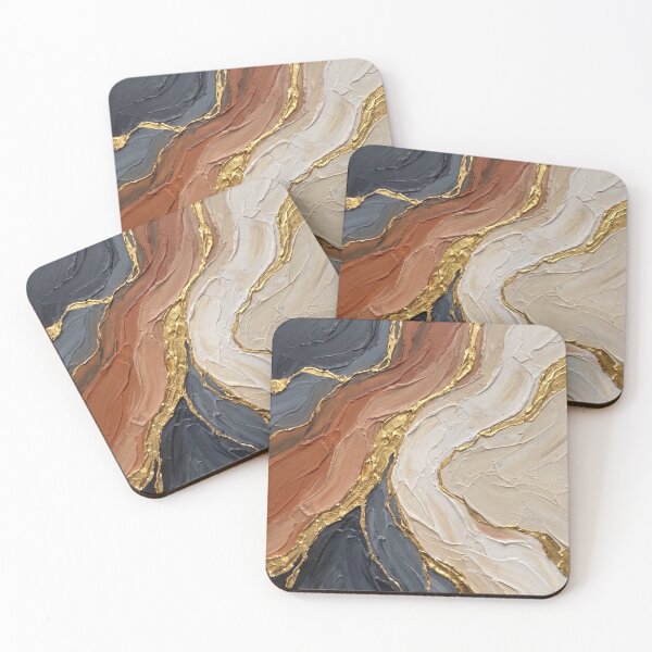 Item preview, Ivory Faultline - Earth Terracotta Off White & 24K Gold Vein Impasto Painting designed and sold by NUNNO Studio.