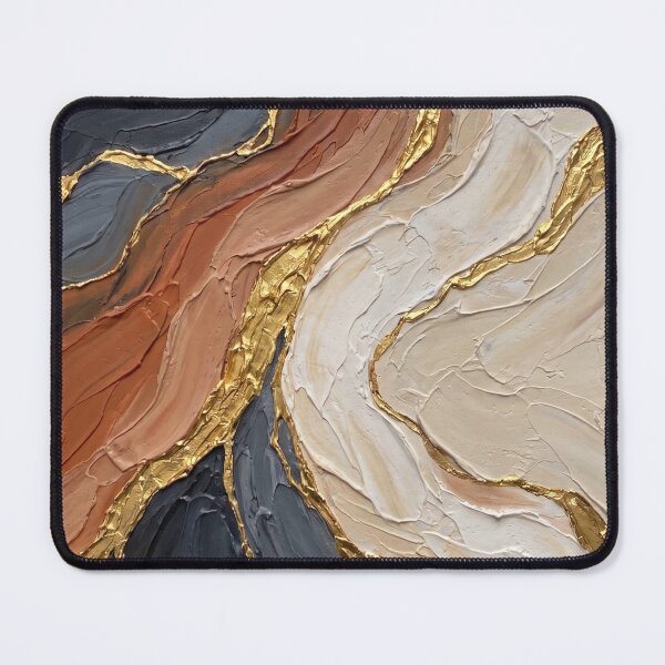 Item preview, Ivory Faultline - Earth Terracotta Off White & 24K Gold Vein Impasto Painting designed and sold by NUNNO Studio.