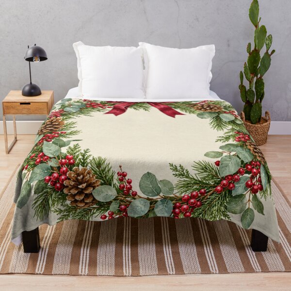 Item preview, Watercolor Christmas Wreath with Red Bow & Eucalyptus Clipart designed and sold by lavanya11.