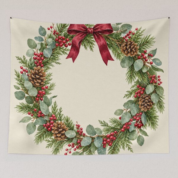 Item preview, Watercolor Christmas Wreath with Red Bow & Eucalyptus Clipart designed and sold by lavanya11.
