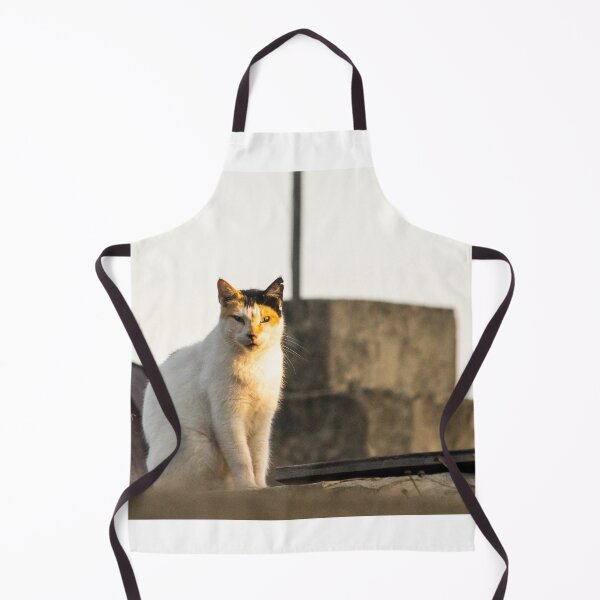 Item preview, Calico Cat Sitting on Urban Rooftop in Warm Golden Hour Light, Observing the Street Below designed and sold by Nmallia.