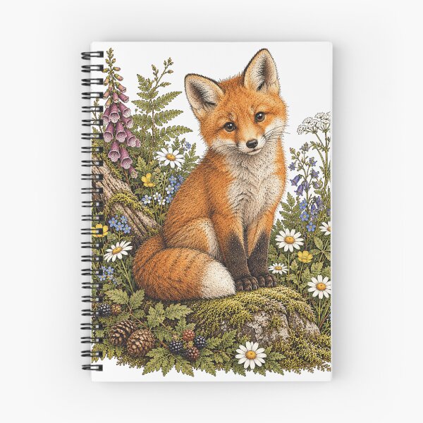 Item preview, Cute Fox Kit Vintage Wildflower Woodland Illustration designed and sold by lovepower.