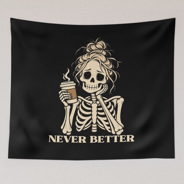 Item preview, Never Better Skeleton Messy Bun Drinking Coffee for Women designed and sold by ivonova.