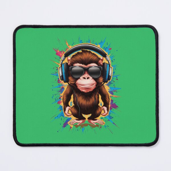 Item preview, Cool Monkey Listening to Music with Headphones Colorful Splatter Art designed and sold by MyHappyArtShop.