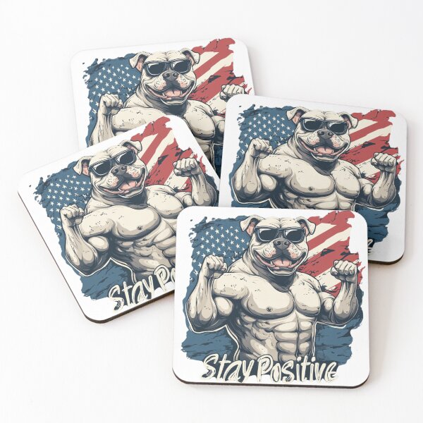 Item preview, Stay Positive Muscular Dog with American Flag designed and sold by Valor Vibes Clothing Co..