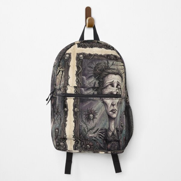 Item preview, Dark horror Stylized portrait of a girl in a garden of skull flowers designed and sold by Vintage Designs +.