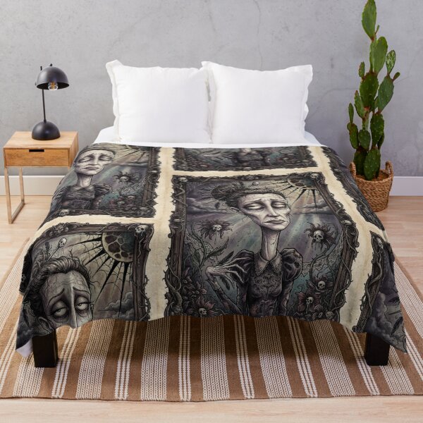 Item preview, Dark horror Stylized portrait of a girl in a garden of skull flowers designed and sold by Vintage Designs +.