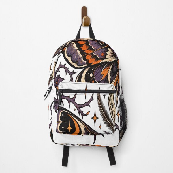 Item preview, Gothic Celestial Moth with Crescent Moon – Purple Orange Witchcore Fantasy Art designed and sold by shemodas.
