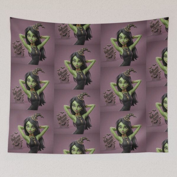 Item preview, Cute Green Halloween Witch design designed and sold by Vintage Designs +.
