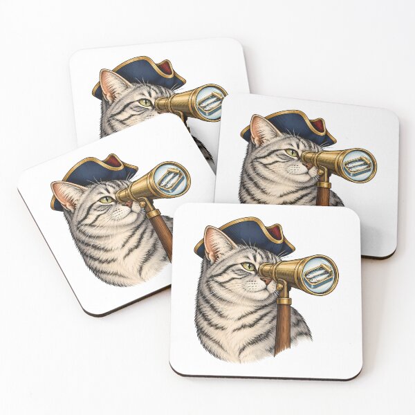 Item preview, Captain Cat Spyglass Sardines Nautical designed and sold by Old's Cool Cat Studio.