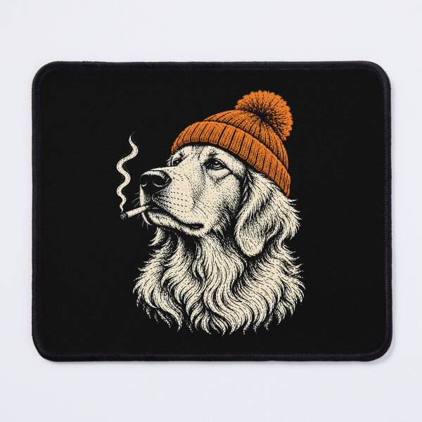 Item preview, Vintage Smoking Golden Retriever Beanie Dog Meme Cigarette designed and sold by Kladhadredo.