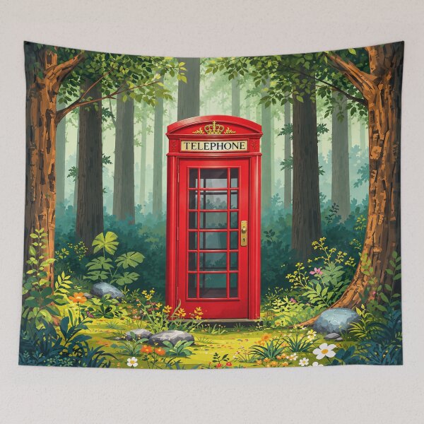 Item preview, Red Telephone Box in the Forest designed and sold by orange-grape.
