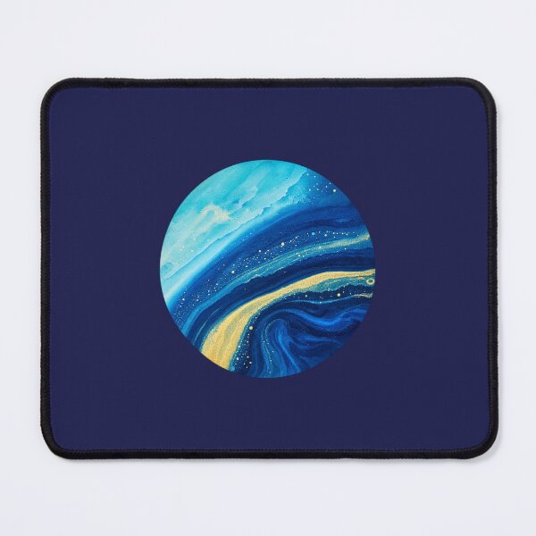 Item preview, Blue Gold Watercolor Planet with Cosmic Swirls designed and sold by -KRAFTWERK.