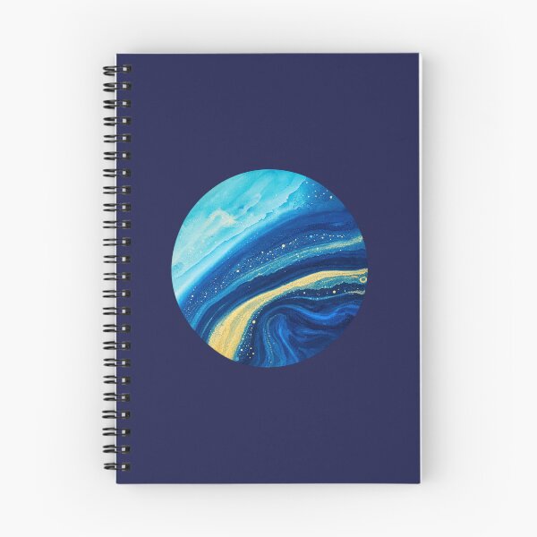 Item preview, Blue Gold Watercolor Planet with Cosmic Swirls designed and sold by -KRAFTWERK.