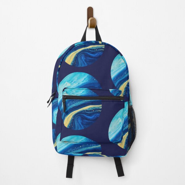 Item preview, Blue Gold Watercolor Planet with Cosmic Swirls designed and sold by -KRAFTWERK.