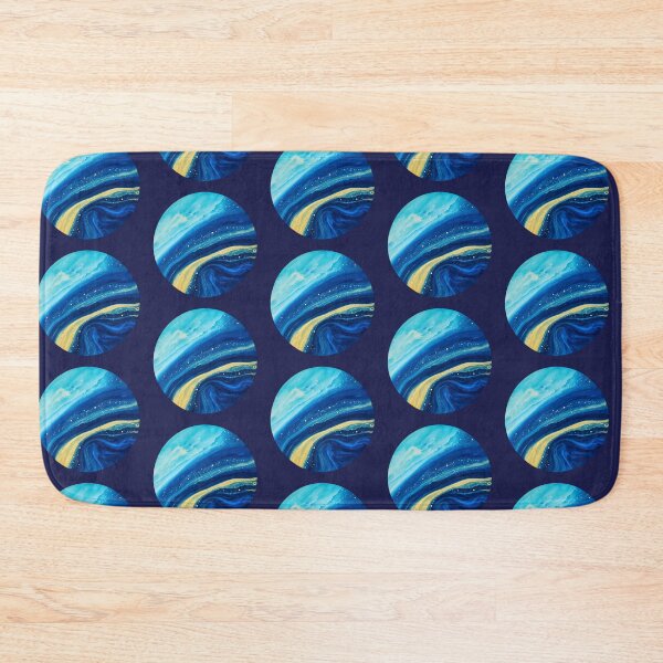 Item preview, Blue Gold Watercolor Planet with Cosmic Swirls designed and sold by -KRAFTWERK.