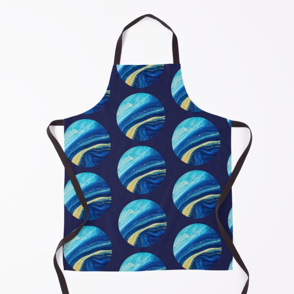 Item preview, Blue Gold Watercolor Planet with Cosmic Swirls designed and sold by -KRAFTWERK.