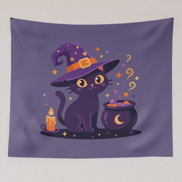 Item preview, Cute Black Witch Cat Brewing Magic Potion designed and sold by AIG - Andrei Ilie Graphics.