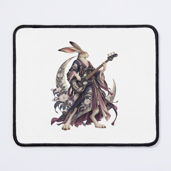 Item preview, Moon Hare Bassist with Silver Crescent and Flowers designed and sold by Mono.fi Studios.