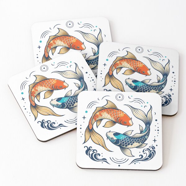 Item preview, Two Colorful Koi Fish in a Circular Water Pattern designed and sold by Zenith-Co.