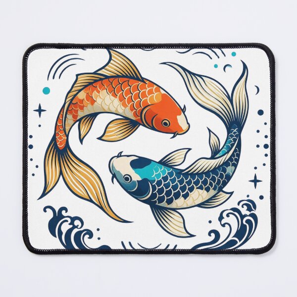 Item preview, Two Colorful Koi Fish in a Circular Water Pattern designed and sold by Zenith-Co.