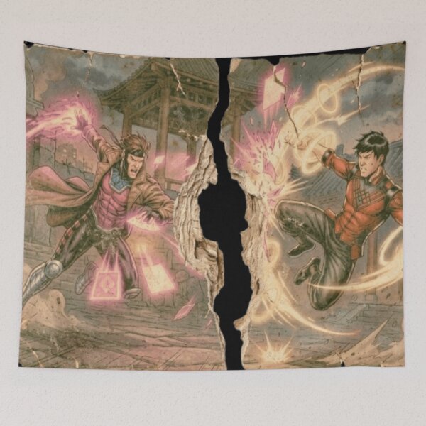 Item preview, Retro Gambit vs Shang-Chi Vintage Comic Book Wall Art designed and sold by Iceberg Comic Book Lounge.