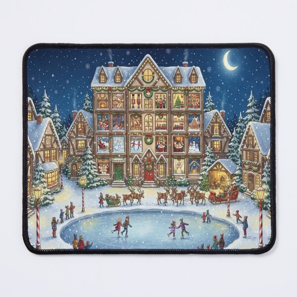 Item preview, Cozy Christmas Village Advent Calendar Ice Skating Town Illustration designed and sold by kanjxtan.
