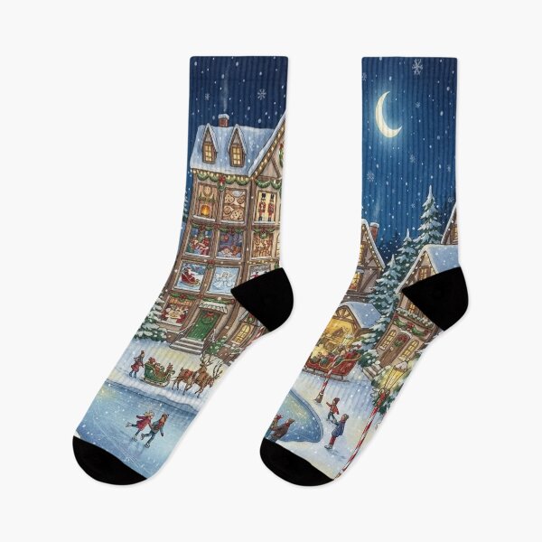 Item preview, Cozy Christmas Village Advent Calendar Ice Skating Town Illustration designed and sold by kanjxtan.