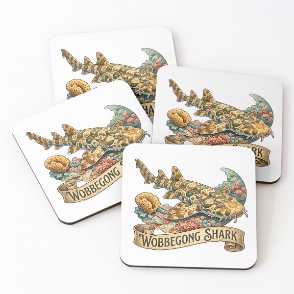 Item preview, Wobbegong Shark Vintage Watercolor Coral Reef Art designed and sold by KenworksDigital.