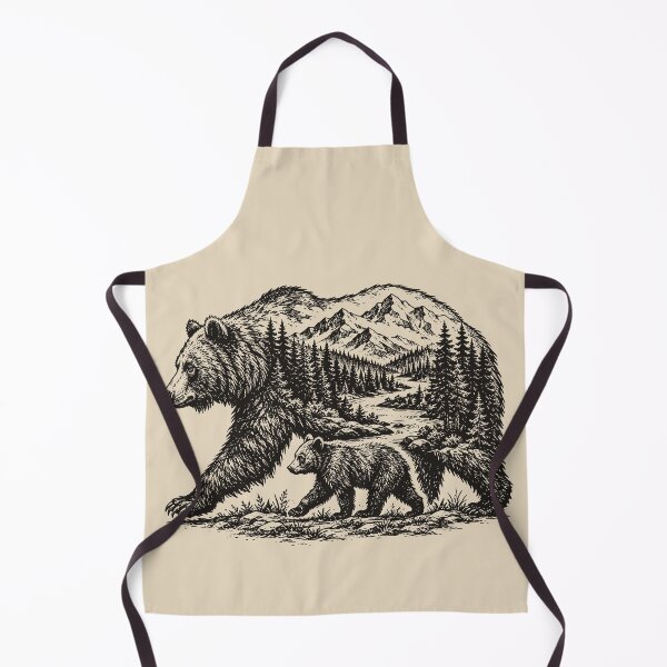 Item preview, Vintage Mama Bear & Cub Wildlife Animal Mountains designed and sold by Y-Vibes.