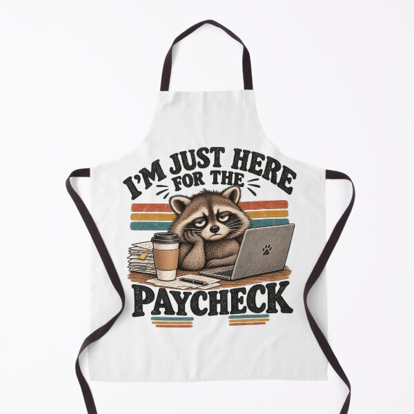 Item preview, I'm Just Here for the Paycheck – Tired Raccoon Work Humor designed and sold by PlumArtDesign.