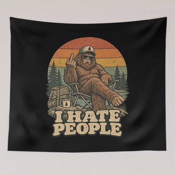 Item preview, I Hate People Bigfoot Sasquatch Camping Chair Sunset Pin designed and sold by adiencarteras.